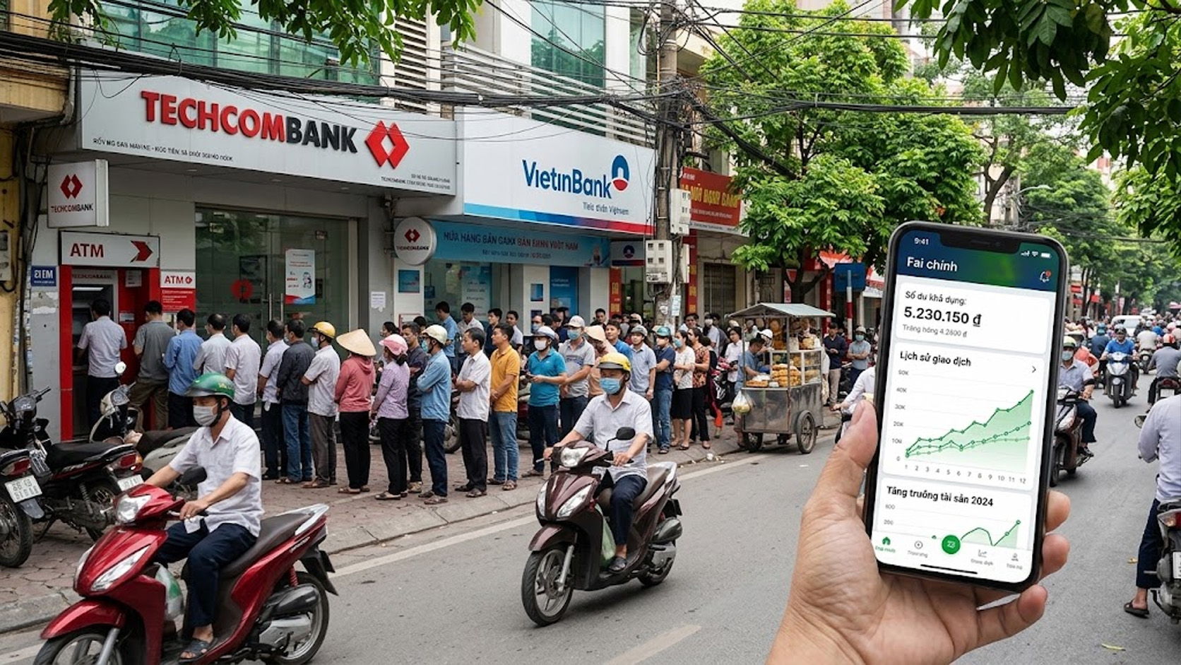 Người dân xếp hàng rút tiền tại ATM: Bí ẩn đằng sau sự phát triển của AI